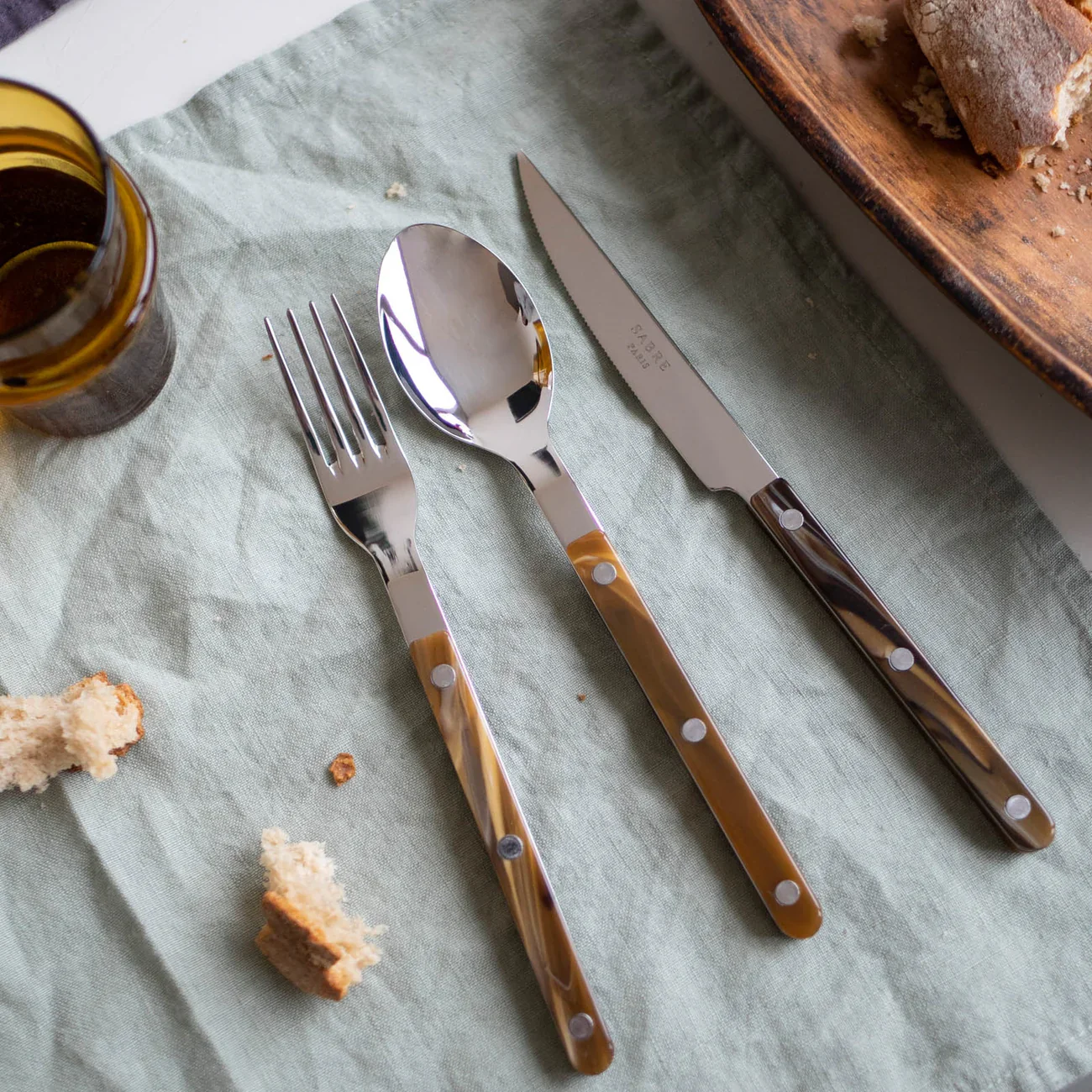 Sabre Paris Bistrot Horn, 5 Pieces Cutlery Set Faux Buffalo - Image 2